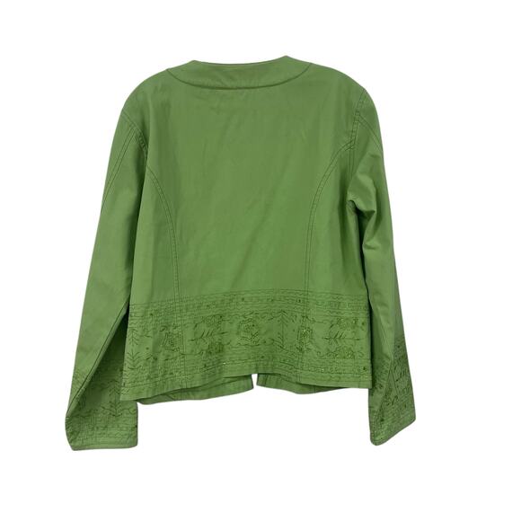 Y2K Chico's Embellished Embroidered Light Green Jacket Womens 12 - Picture 5 of 6